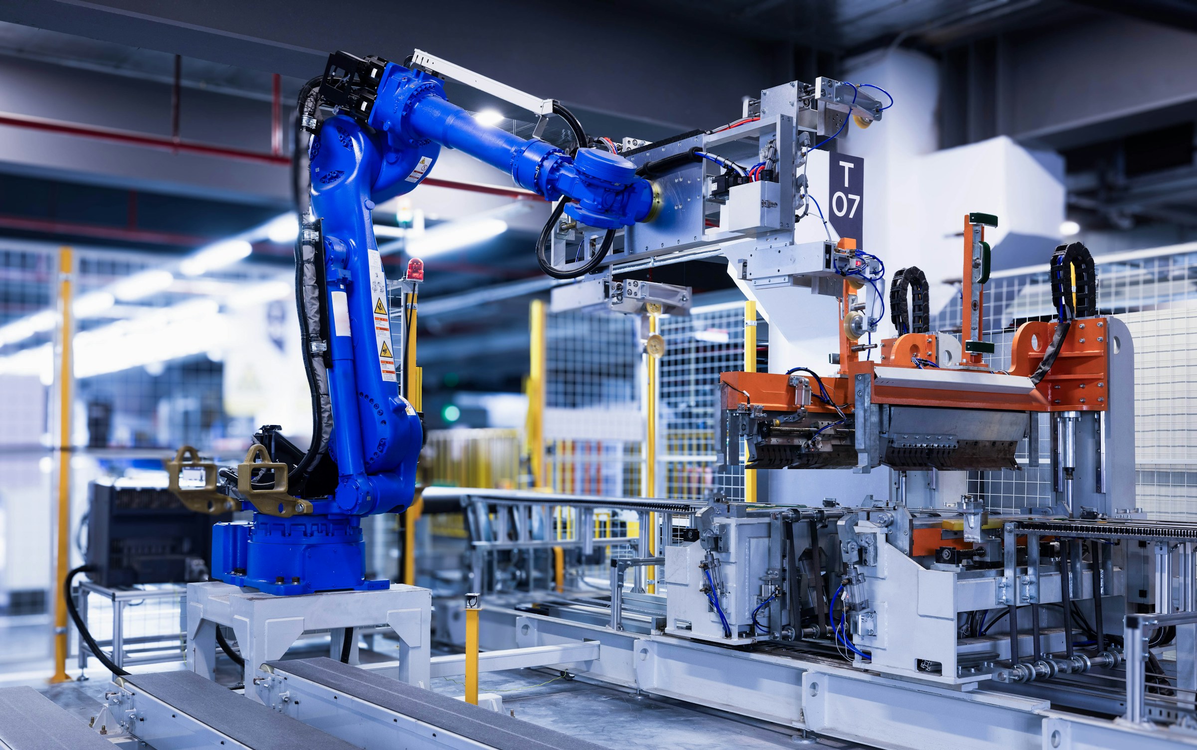 Industrial robotic arm in factory